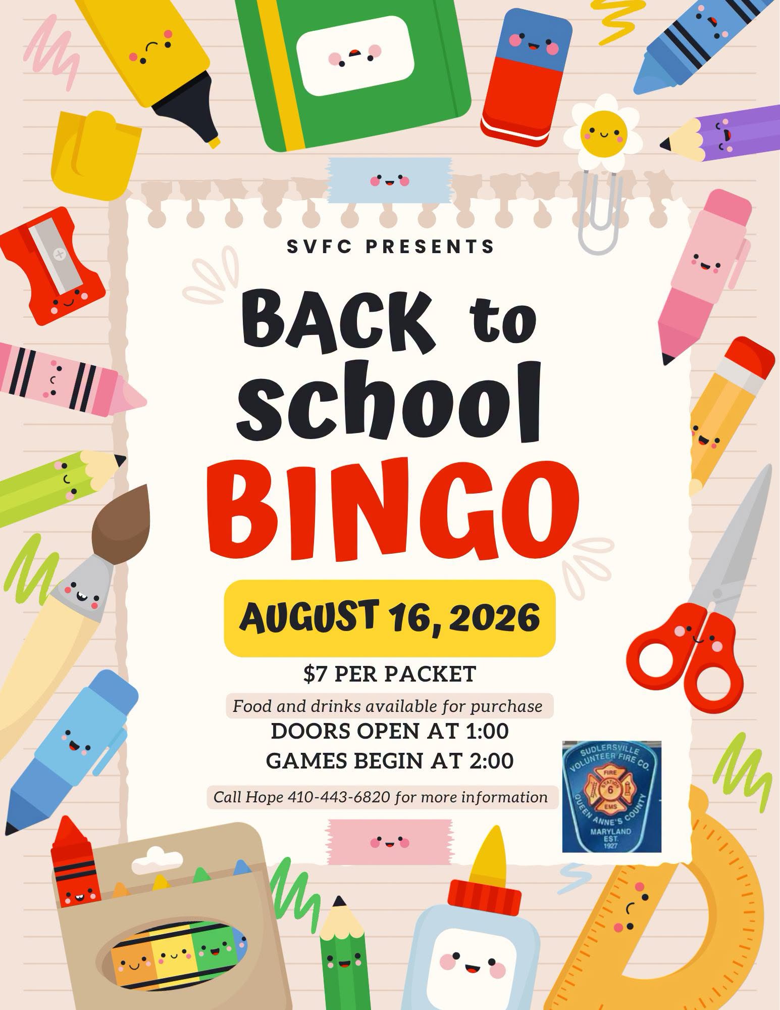 Kid’s Back to School Bingo